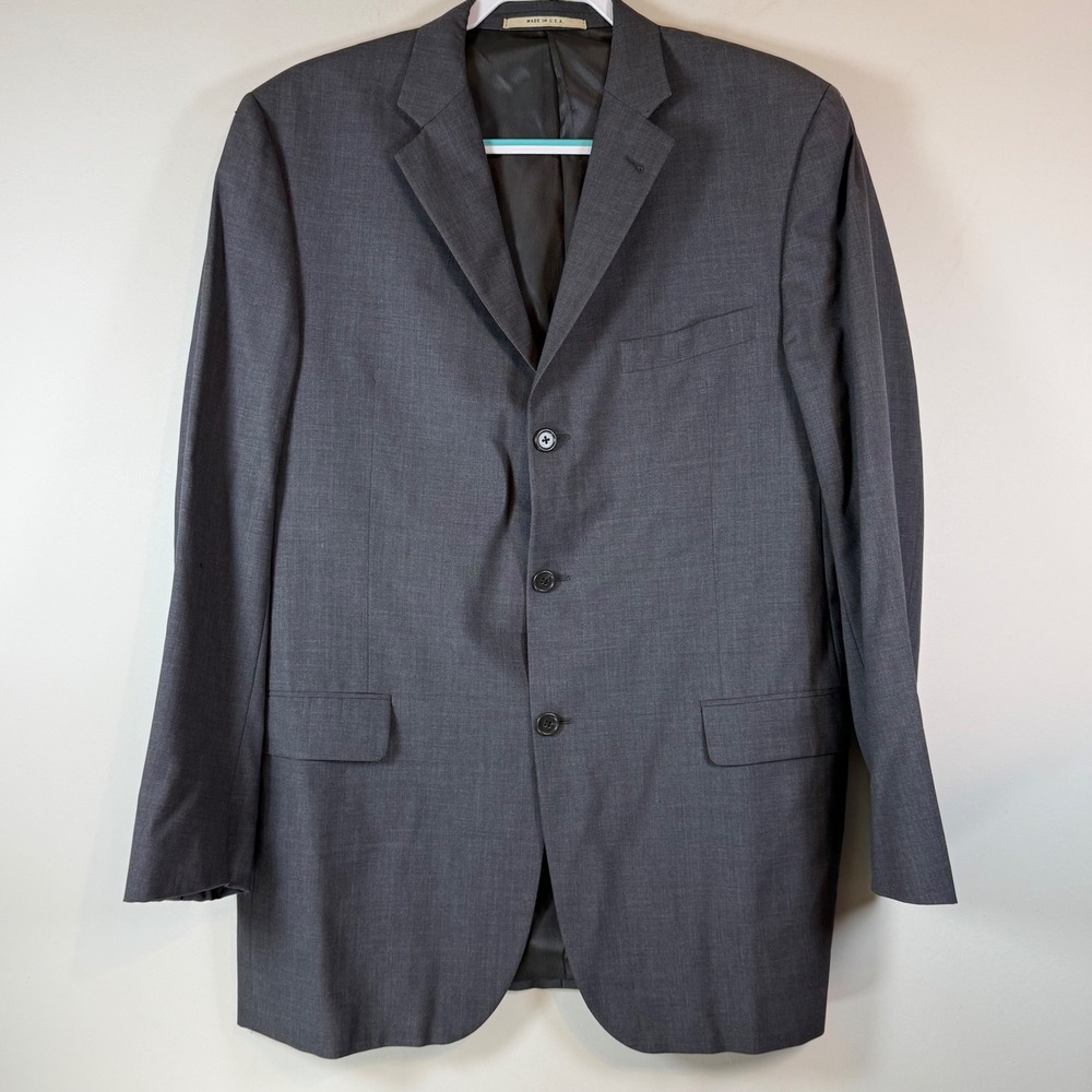 Burberry London Sport Coat Mens 42L Grey 100% Wool 3 Button Blazer